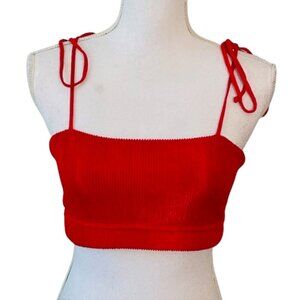 Frankies Bikinis Ribbed Red Bikini Top